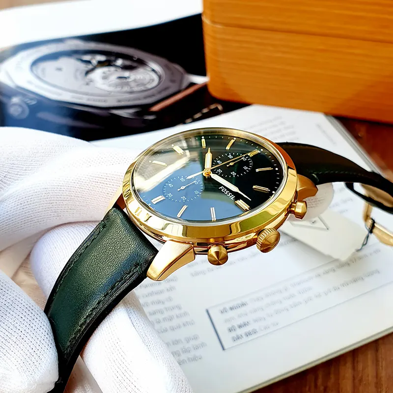 Fossil Townsman Chronograph Dark Green Leather Men's Watch- FS5599